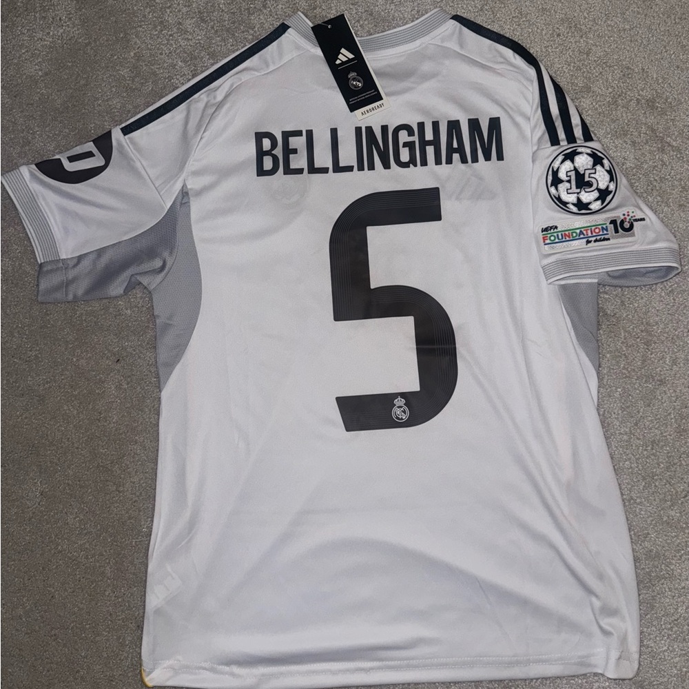 Real Madrid 25/26 soccer jersey Bellingham small new champions league patches